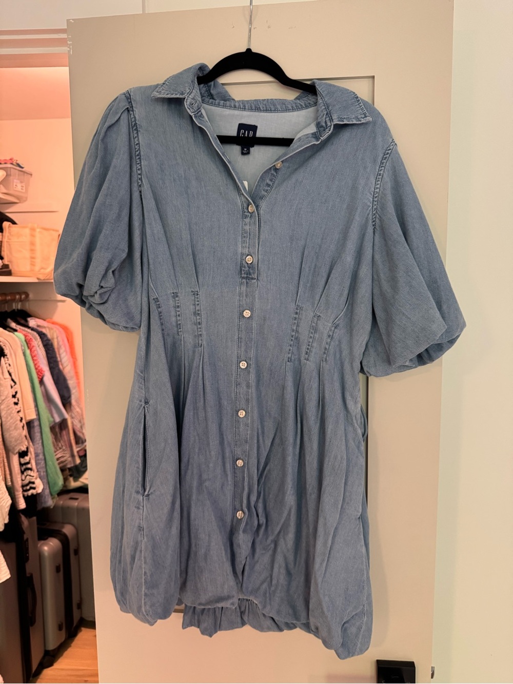 GAP Light Blue Denim Button-Up Shirt Dress